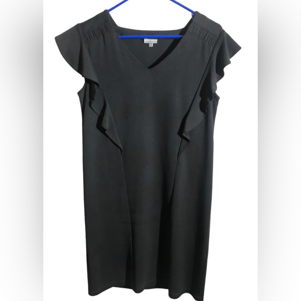 Oliver Bonas Dark Charcoal Gray Sleeveless Sheath Mini - Midi Dress. Sz 6.